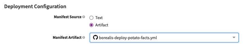 Example of a deployment YAML file attached as an artifact.